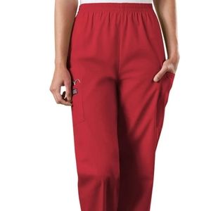 Cherokee WorkWear Originals Women's Elastic Pull On Cargo Scrub Pants Red XL